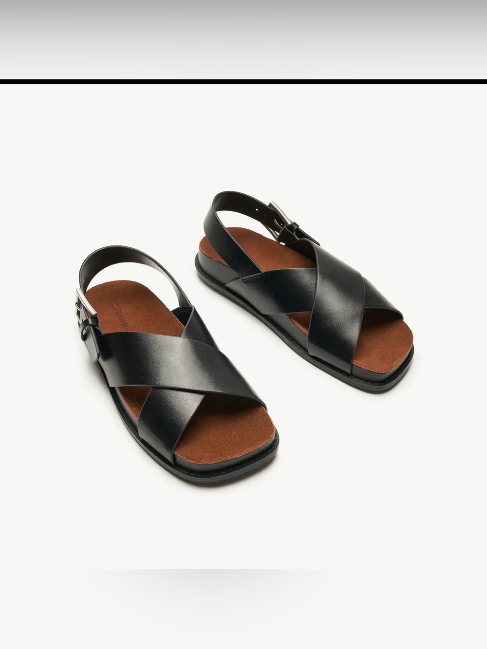 C. Paravano Crisscross Design Sandals Cassandra Black Sz 37